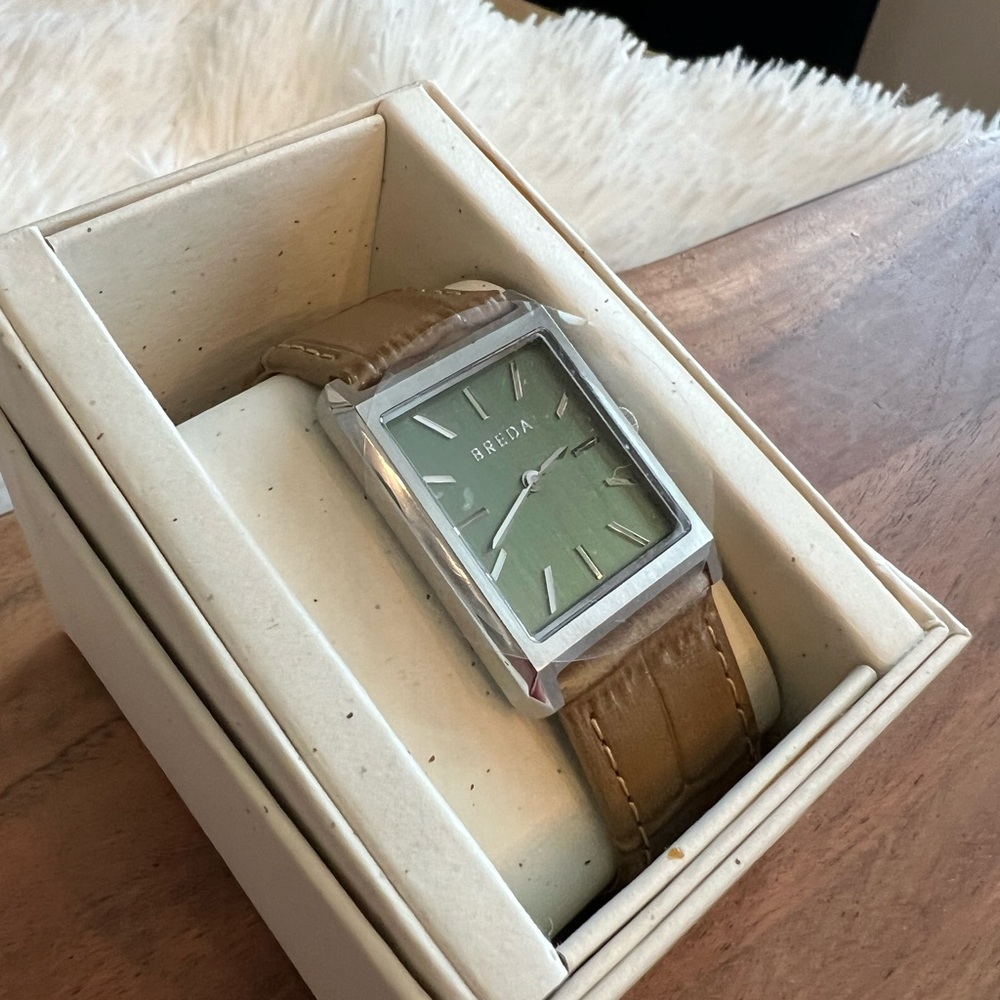 Men's Green and Brown Breda Leather Watch
